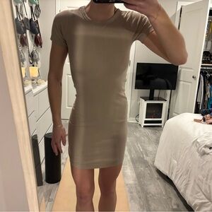 Beige/Tan Ribbed Bodycon Mini Dress